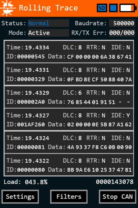 Rolling Trace Screen