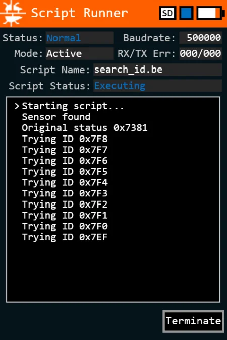 Script Runner Screen