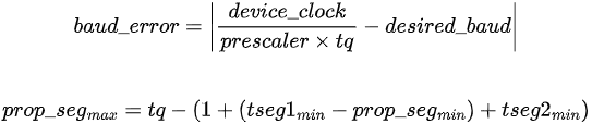 Equation for calculating CAN bus baud rate and maximum propagation segment