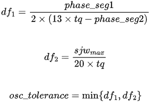 Equation for calculating CAN bus oscillator tolerance